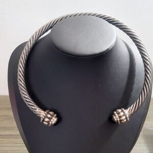 Vintage 925 Sterling Silver Twisted Black Onyx Necklace